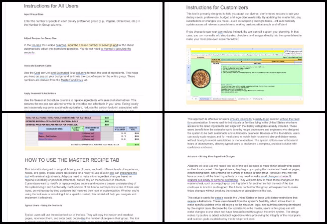 Highest Good Food, How to Make a Difference in the World, One Community Weekly Progress Update #645, Transition Food Self-sufficiency Plan, recipe tutorial development, user type customization, scalable meal planning, sustainable nutrition tools, spreadsheet functionality improvement, Highest Good Food initiative, open source food solutions, collaborative project management, user-focused instructional content.