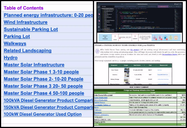 Highest Good Energy, Community-based DIY Sustainable Infrastructure, One Community Weekly Progress Update #644, Energy infrastructure cost analysis, HG Energy project, hydro power cost research, energy needs spreadsheet, master data sheet creation, WordPress content updates, project data visualization, administrative team feedback, OC Administration training reviews, sustainable energy planning