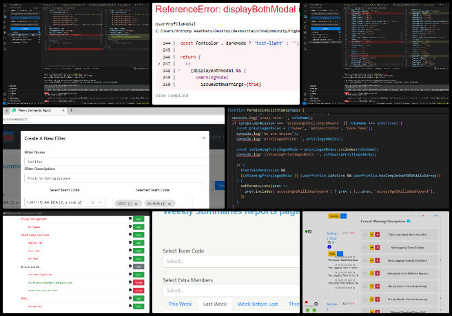 Team Skye, Highest Good Network Software, Sustainable Future Building, One Community Weekly Progress Update #643, Merged Pull Requests, Warning Tracker Icons, Blue Square Modal, Google API Email Integration, Pull Request Conflict Resolution, Weekly Summaries Report Filter, Filter Modal Implementation, Backend Dependency Updates, Default Permission Assignment, Software Development Team Access 