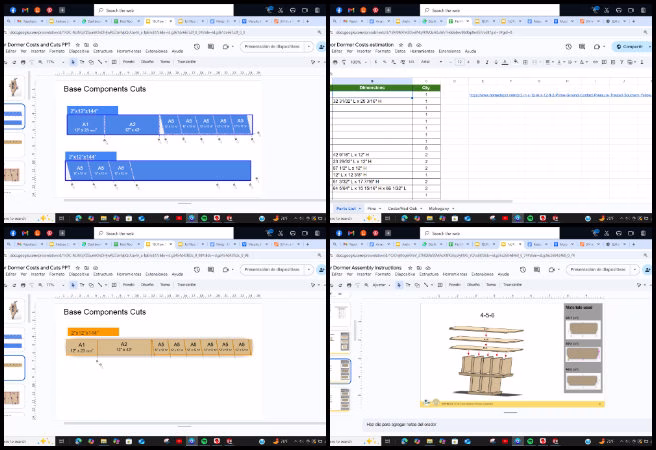 Redrawing construction parts, cost estimation process, simplified design angles, eliminating glued sections, material cutting optimization, detailed shopping list, construction design updates, assembly redesign efficiency, accurate project budgeting, construction planning improvements