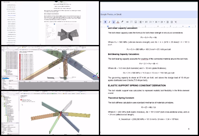 FEA hub connector analysis, finite element modeling, structural connector design, engineering simulation setup, boundary condition testing, material property definition, structural analysis results, engineering report formatting, hub connector stress testing, construction engineering simulations.