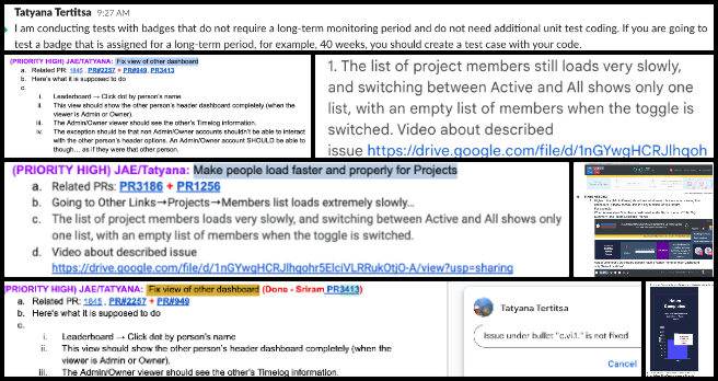 Core Team, HGN PR Testing, Creating an Ecological Living Paradigm, One Community Weekly Progress Update #647, HGN PR testing, team member task section fix, PDF sharing feature, leaderboard bug fixes, volunteer status comparison, help dashboard setup, work distribution bar chart, dashboard view issues, volunteer badge system, project loading time optimization