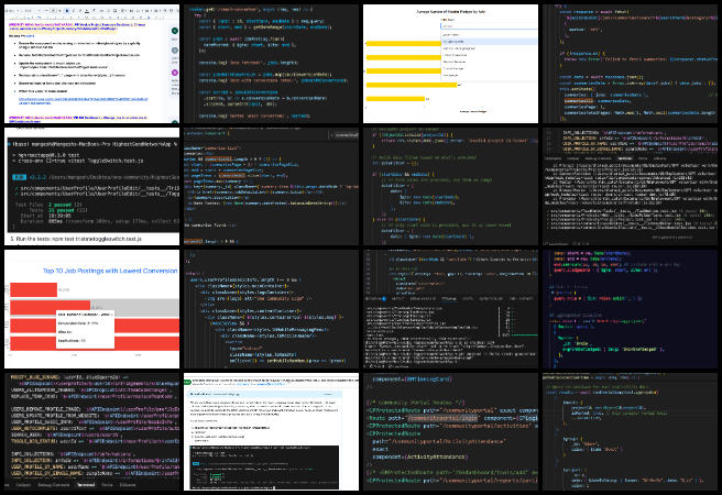Dev Dynasty, Highest Good Network Software, Creating an ecological living paradigm, One Community Weekly Progress Update #647, dark mode UI fixes, MongoDB aggregation endpoints, Reactstrap PR review dashboard, frontend registration component development, PR testing and analytics coordination, ecological software development team, Highest Good Network project updates, Node.js version conflict resolution, job analytics visualization with charts, open-source community collaboration. 