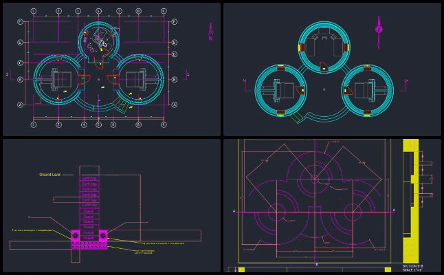 Earthbag Village, Creating an Ecological Living Paradigm, One Community Weekly Progress Update #647, Earthbag Village three dome design, AutoCAD construction drawings, sustainable building floor plans, eco village housing project, open source ecological living, civil engineering sustainable design, construction template editing, sustainable architecture plans, eco friendly dome homes, green building community designs 