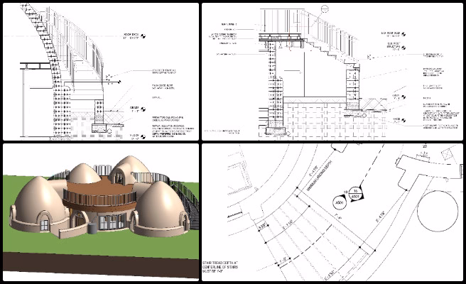 Earthbag Village, How to Create Global Sustainability, One Community Weekly Progress Update #648, Earthbag Village construction documents, sustainable architecture roof design, exterior fascia board detailing, eco-friendly stair section drawings, architectural modeling for sustainability, open source ecological living, sustainable housing design plans, green building roof structures, One Community global sustainability, eco-architecture village development
