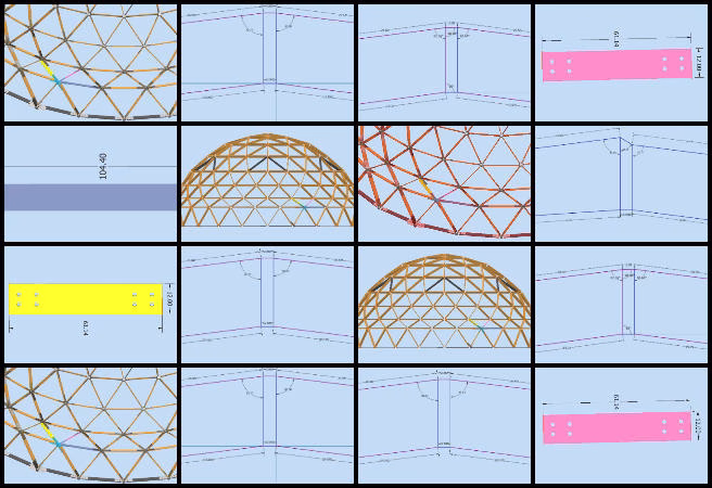 Dome overview sheet, hub connector documentation, dome assembly updates, construction design consistency, row 2 hub connector, row 3 hub preparation, assembly documentation updates, construction design requirements, dome structure documentation, duplicable city center assemblies