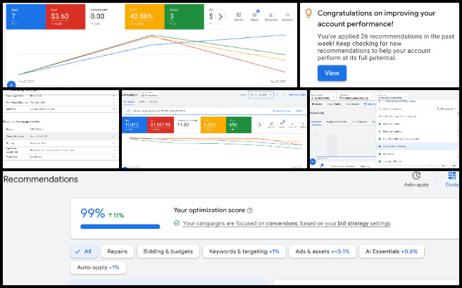 Highest Good Society, Highest Good Future Building, One Community Weekly Progress Update #649, Google Ads campaign optimization, ad set performance tracking, keyword refinement strategy, bidding strategy adjustments, Highest Good Energy campaign, Highest Good Housing campaign, Highest Good Food campaign, Google Ads certification, campaign budget pacing, digital marketing analytics
