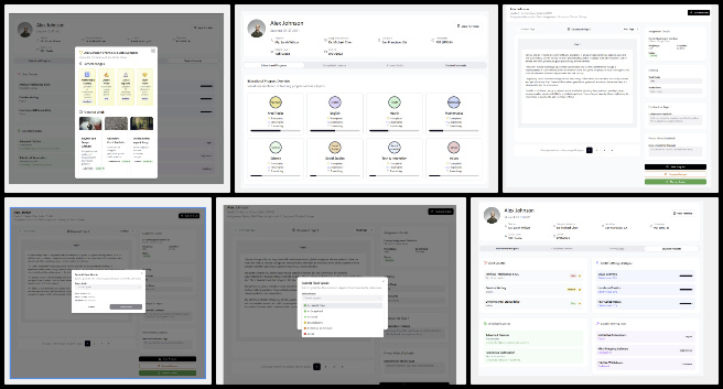 Highest Good Education, Creating an Ecological Living Paradigm, One Community Weekly Progress Update #647, Grading workflow design, document review system, teacher dashboard features, student profile module, assignment feedback tools, educational interface design, student academic record view, Figma student profile, access control in education software, collaborative grading system
