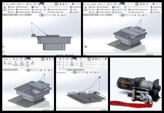 Spa tub redesign, SolidWorks model update, cover plate resizing, cable path system design, guide pulley layout, winch integration, plate hinge adjustments, heat loss minimization, mechanical assembly optimization, spa cover plate engineering.