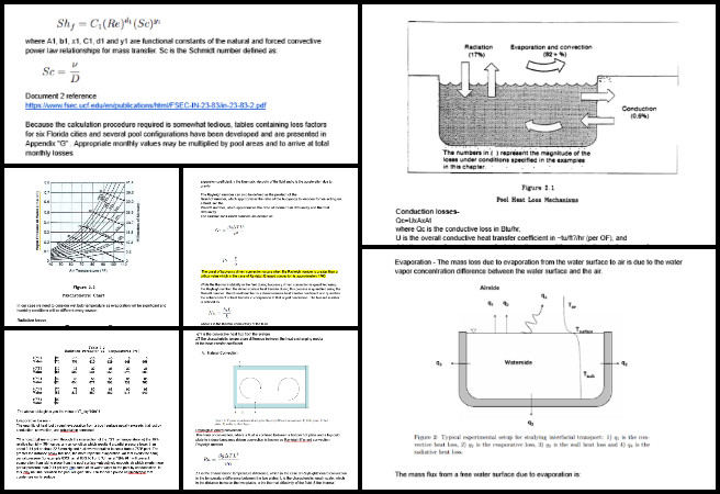 Thermal analysis spa pool, Excel heat loss calculation, conduction and convection fundamentals, evaporation mass flux analysis, heater power calculation, U-values cover and walls, energy efficiency spa heating, heat–mass Lewis analogy, daily energy consumption spa, sustainable water heating analysis