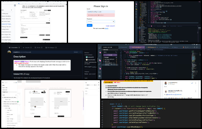 binary brigade, highest good network software, global-sustainability systems design, one community weekly progress #652, auto-poster module, ui state management, form handling, scheduling tasks, wbs categories bug, projectbyid logic, css modules migration, pr review process, dashboard header fix, backend integration test failures