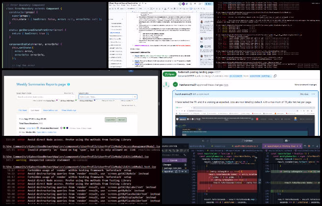 binary brigade, highest good network software, open source utopia models, one community weekly progress #651, linting errors fix, contributors report issue resolution, responsive design improvements, dashboard header bug fix, frontend and backend PR review, white screen bug fix, Pinterest auto-posting integration, email setup link troubleshooting, badge validation workflow, weekly summaries optimization