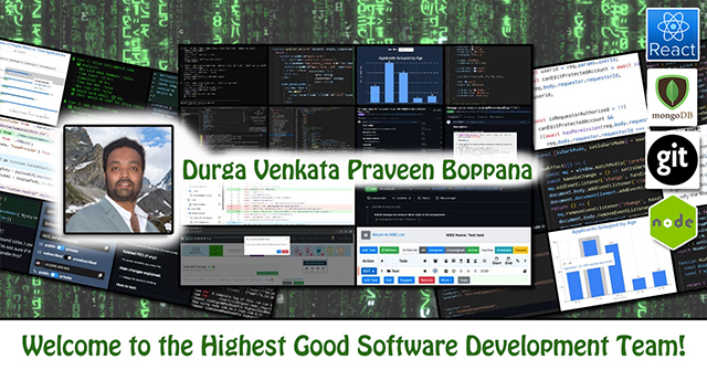 Durga Venkata Praveen Boppana, One Community Volunteer, Highest Good collaboration, people making a different, One Community Global, helping create global change, difference makers