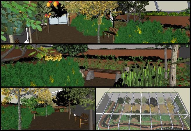 Gayatri , Highest Good Food , Open Source Utopia Models , One Community Weekly Progress Update #651, Highest Good Food initiative, plantation tree layout, Desert Botanical Garden reference, sustainable planting design, seating options for landscape, ground-level planting integration, functional site design, participatory development approach, One Community open source, open source utopia models
