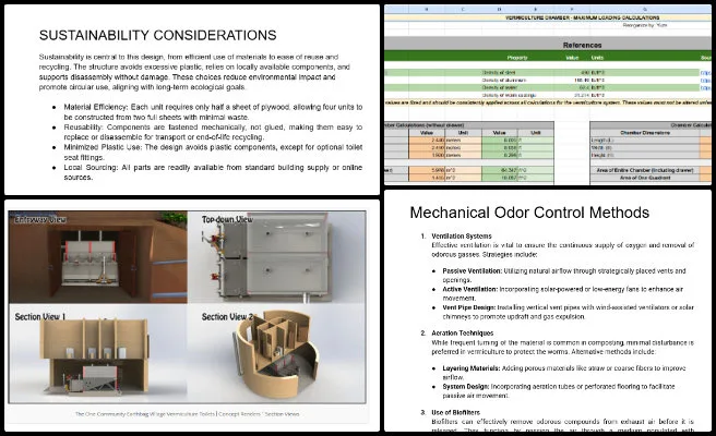 Vermiculture Toilet, Global-Sustainability Systems Design, One Community Weekly Progress Update #651, Vermiculture Toilet channel design, emptying chamber alignment, sustainable waste management solutions, eco-friendly toilet prototype, mechanical engineering for sanitation systems, drawer modification design, Earthbag Village floor plan review, open source composting solutions, regenerative village infrastructure, community-scale eco-construction