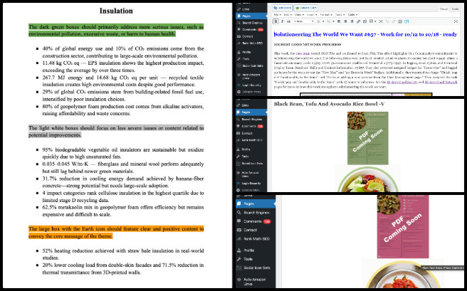 Highest Good Education, Conscientious Stewardship of Our Biosphere, One Community Weekly Progress Update #658, Vegan rice recipe, vegan pasta recipe, sustainable insulation, eco-friendly urinals, energy-efficient windows, sustainable building materials, scholarly sustainability research, infographic feedback, Highest Good Society, Highest Good Education
