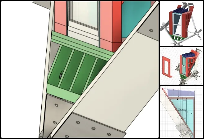 Andrew, Duplicable City Center, Pragmatic Eco-utopia Creation, One Community Weekly Progress Update #661, dormer window CAD modeling, second-floor window framing, building safety code spacing, structural framing alignment, architectural model refinement, window framing updates, CAD structural verification, sustainable window design, 3D architectural adjustments, framing consistency checks