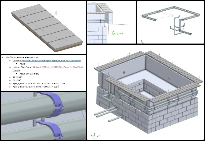 Bevan, Duplicable City Center, Open Sourcing Sustainable Civilization Development, One Community Weekly Progress Update #662, eco-spa plumbing configuration, CAD plumbing calculations, unistrut frame spacing analysis, sustainable spa construction, plumbing access panel research, structural pipe layout design, Baltic birch panel integration, composite decking material study, spa infrastructure development, water system engineering