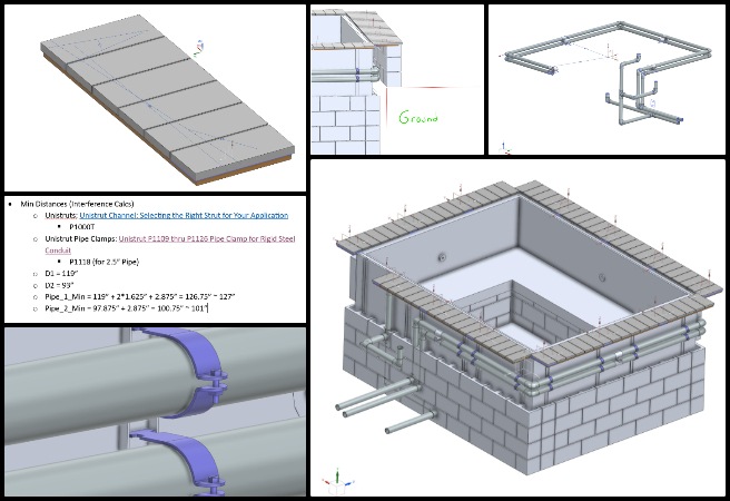 Bevan, Duplicable City Center, Open Sourcing Sustainable Civilization Development, One Community Weekly Progress Update #662, eco-spa plumbing configuration, CAD plumbing calculations, unistrut frame spacing analysis, sustainable spa construction, plumbing access panel research, structural pipe layout design, Baltic birch panel integration, composite decking material study, spa infrastructure development, water system engineering