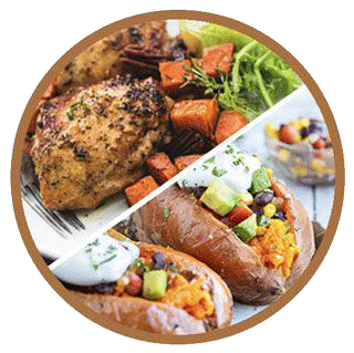 Honey roasted chicken and baked sweet potatoes