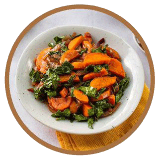 Sweet Potatoes and Collard Greens with BBQ Meatloaf