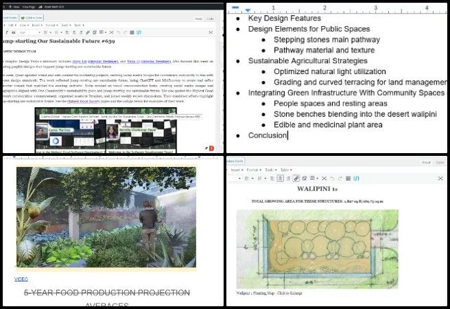 Pallavi, Highest Good Food, Creating a Sustainable World That Benefits Everyone, One Community Weekly Progress Update #660, Aquapini and Walipini planting and harvesting web updates, Walipini 1 and Walipini 2 sustainable greenhouse content, Zenapini 2 eco agriculture page, collaborative content integration, Highest Good Food initiative, One Community open source objectives, regenerative living vision, sustainable farming documentation, eco greenhouse development, creating a sustainable world that benefits everyone