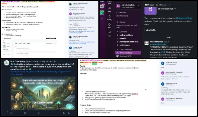 Highest Good Education, Open Sourcing Sustainable Civilization Development, One Community Weekly Progress Update #662, HGN Phase 4 software management, developer task updates, pull request reviews, Figma image updates, marketing and promotion workflow, social media analytics tracking, Buffer post scheduling, OC Administration updates, weekly blog contributions, project management coordination