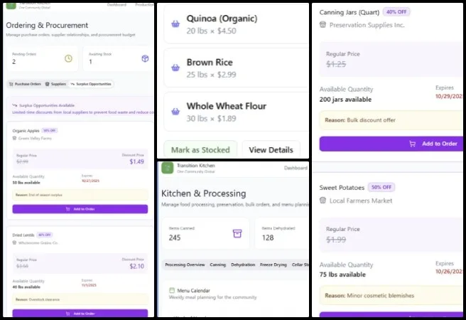 Ravi, Highest Good Food, Improving the Human Living Experience, One Community Weekly Progress Update #663, Food procurement software, inventory tracking system, sustainable kitchen management, UI/UX design updates, bulk order processing workflow, menu calendar integration, ordering and procurement wireframes, surplus opportunity tracking, Highest Good Food initiative, improving the human living experience