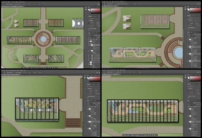 Shivangi, Highest Good Food, Jump-starting Our Sustainable Future, One Community Weekly Progress Update #659, Highest Good Food masterplan render, sustainable landscape detailing, plant and structure visualization, shadows beveling and texture refinement, eco architecture depth and realism, regenerative food system design, One Community open source platform, participatory sustainable development, sustainable site planning graphics, jump-starting our sustainable future