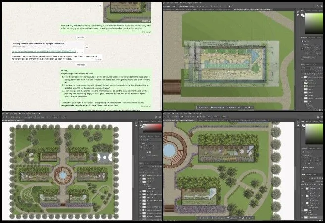 Shivangi, Highest Good Food, Open Sourcing Sustainable Civilization Development, One Community Weekly Progress Update #662, Aquapini and Walipini masterplan render, Zenipini interior landscape design, sustainable greenhouse layout, regenerative food infrastructure, plant and passage detailing, eco-friendly architectural visualization, Highest Good Food initiative, One Community open source development, sustainable civilization design, participatory ecological planning