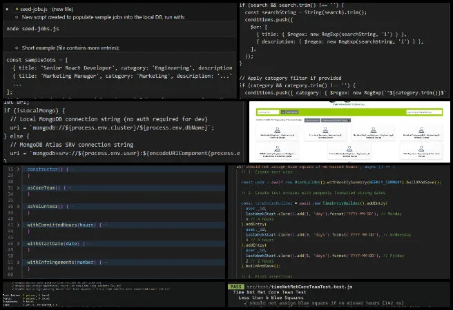 Team Alpha, Highest Good Network Software, Improving the Human Living Experience, One Community Weekly Progress Update #663, Job Posting Page update, Select Category filter fix, Edit to Reorder feature, drag and drop UI debugging, API save logic issue, frontend and backend troubleshooting, builder design pattern refactor, code optimization, additional hours calculation bug