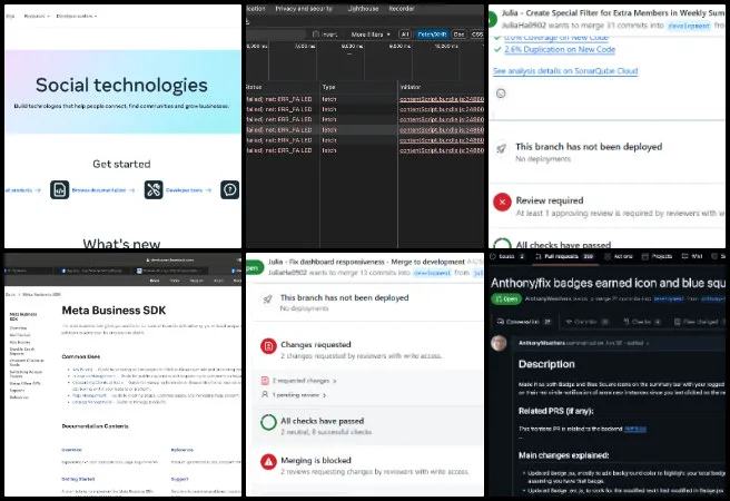 Highest Good Network Software, Open Sourcing Sustainable Civilization Development, One Community Weekly Progress Update #662, merge conflict resolution, backend data incident investigation, badge feature testing, MongoDB environment configuration, blue square API validation, Facebook API integration research, module.css styling updates, permission reset functionality, wireframe implementation planning, notification system debugging