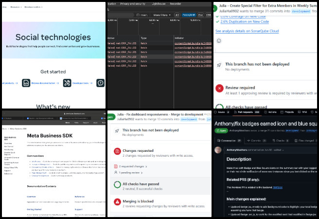 Highest Good Network Software, Open Sourcing Sustainable Civilization Development, One Community Weekly Progress Update #662, merge conflict resolution, backend data incident investigation, badge feature testing, MongoDB environment configuration, blue square API validation, Facebook API integration research, module.css styling updates, permission reset functionality, wireframe implementation planning, notification system debugging