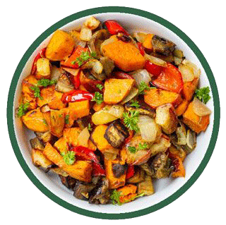 Oven Baked Sweet Potato and Sauteed Vegetables