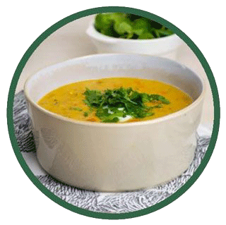 Baked Potato And Curried Red Lentil Soup