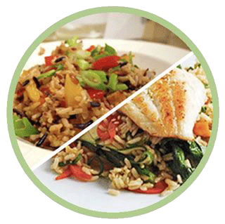 Stir fried rice with mixed veggies and tofu and fish