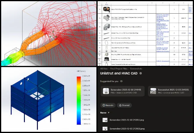 Highest Good Network, Adaptable Eco-models for Social Evolution, One Community Weekly Progress Update 664, ventilation system design, HVAC CFD and FEA analysis, Unistrut simulation results, mechanical engineering report drafting, bill of materials creation, HVAC component drawings, Earthbag Village sustainable design, open-source HVAC development, engineering analysis workflow, adaptable eco-models for social evolution