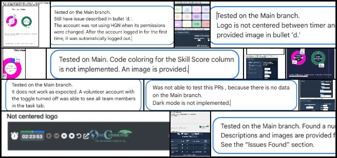 Core Team, HGN PR Testing, Regenerative Global-Sustainability Systems, One Community Weekly Progress Update #666, HGN pull request testing, software bug fixes, logout permission issue, responsive header design fix, volunteer status donut chart update, construction summary text visibility, community member skills display, IssueBreakdownChart CSS module conversion, BM Tools Returned Late component, utilization chart tool and project filters