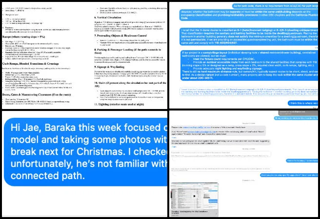 Highest Good Network, Creating the Sustainable Civilization We Know is Possible, One Community Weekly Progress Update 665, ADA compliant design documentation, Earthbag Village 3 dome cluster, interior design accessibility planning, ADA checklist review, connected path length research, inclusive building connections, construction document refinement, code compliant architectural design, team coordination and progress tracking, creating the sustainable civilization we know is possible