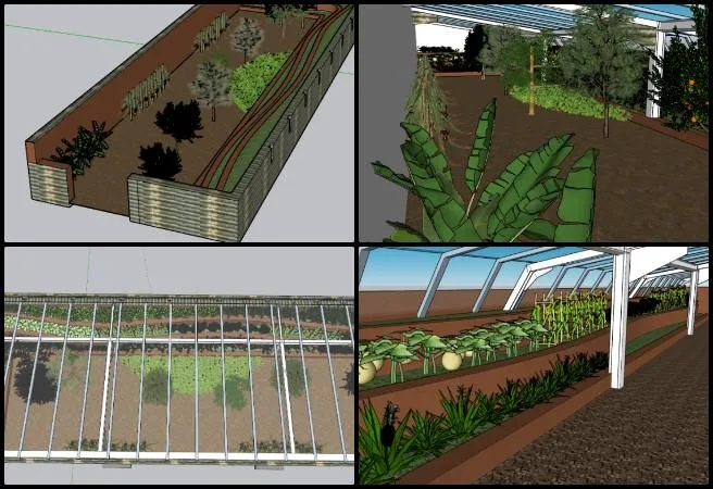 Gayatri, Highest Good Food. Creating the Sustainable Civilization We Know is Possible, One Community Weekly Progress Update #665, Walipini 3 greenhouse plant selection, sustainable greenhouse planting design, SketchUp landscape modeling, people space layout planning, eco-friendly plant and tree integration, regenerative greenhouse architecture, Aquapini and Walipini design development, Highest Good Food initiative, participatory sustainable design, creating the sustainable civilization we know is possible