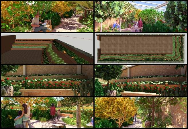 Japneet, Highest Good Food, Regenerative Global- Sustainability Systems, One Community Weekly Progress Update #666, Walipini 1 frost-free arid zone desert house render, sustainable desert greenhouse design, Lumion walkthrough updates, desert lichen texture application, eco-friendly column and wall materials, Walipini 3 tropical house planting, climate-specific plant species modeling, regenerative greenhouse architecture, Highest Good Food initiative, regenerative global-sustainability systems