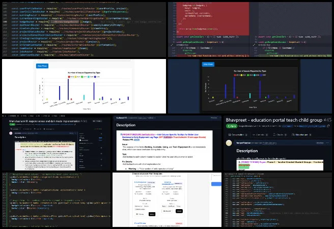 Moonfall Team, Highest Good Network, One Community Weekly Progress Update #665, HGN Software Development, education portal teaching group creation feature, backend badge system implementation, add materials page purchase date and international phone number validation updates, BM Dashboard Issues chart clear filters functionality with light and dark mode consistency, Daily Equipment Log column-specific tooltip guidance, Project Risk Graph dark mode visibility improvements, Student Profile educational progress backend corrections and test updates, Global Distribution of Projects pie chart development, Issues page navigation bug investigation, collaborative lesson plan draft, review, and submission workflow integration, lesson plan templates and activity display updates, application and job posting dark mode expansion across forms and components, and coordinated backend and frontend updates across multiple modules.