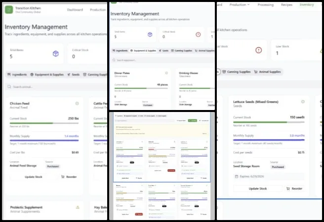 Ravi, Highest Good Food, Adaptable Eco-models for Social Evolution, One Community Weekly Progress Update #664, food procurement software, inventory management system design, recipe management platform, sustainable food tracking tools, open source kitchen software, UI UX design for inventory systems, reorder and stock update features, agricultural supply tracking, regenerative food systems technology, adaptable eco models for social evolution