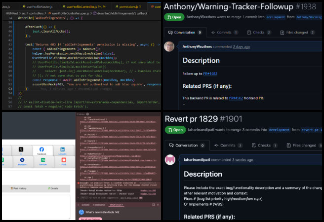 Highest Good Network Software, Adaptable Eco-models for Social Evolution, One Community Weekly Progress Update #664, code coverage improvement, Jest unit testing, duplication warning fixes, badge assignment inconsistencies, volunteer bug reports, user profile badge errors, Facebook posting permissions, API routing fixes, frontend-backend request handling, configuration troubleshooting