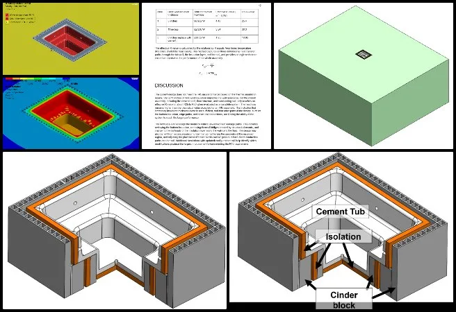 Tianxiang, Duplicable City Center, Adaptable Eco-Models for Social Evolution, One Community Weekly Progress Update #664, thermal analysis documentation, insulation performance evaluation, R-value calculation, tub corner heat loss assessment, temperature distribution review, convection simulation preparation, CAD model refinement, structural insulation assessment, heat transfer study, energy performance evaluation