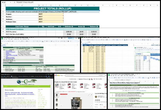 Highest Good Network, DIY Sustainable Construction Models, One Community Weekly Progress Update 671, open source climate battery cost analysis, sustainable construction cost planning, Google Sheets cost estimation template, DIY sustainable building models, construction planning and tracking tools, regenerative energy system costing, material and labor cost breakdown, transparent project budgeting, scalable green infrastructure planning, open source sustainability tools