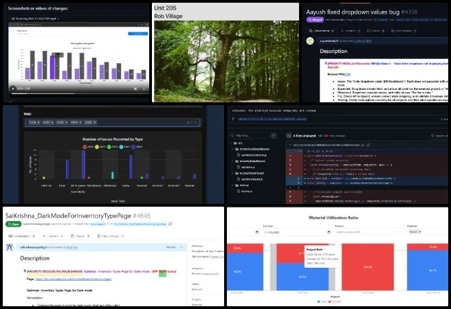 Moonfall Team, Highest Good Network, One Community Weekly Progress Update #668, HGN Software Development, Issues chart grouped-bar alignment and multi-year spacing updates with placeholder bars and dark mode validation, Select Projects dropdown Phase 2 bug fix and merge conflict resolution, wishlist functionality implementation for the listing and bidding platform with frontend–backend integration, responsive Winning Bid vs Average Bid horizontal bar chart with Top-N filtering and category toggles, inventory page dark mode optimization and backend setup for labor cost distribution pie chart, Project Risk Graph tooltip visibility improvements, Material Utilization Ratio chart logic updates for low-percentage values, and Student Profile View fixes supporting educational progress tracking.