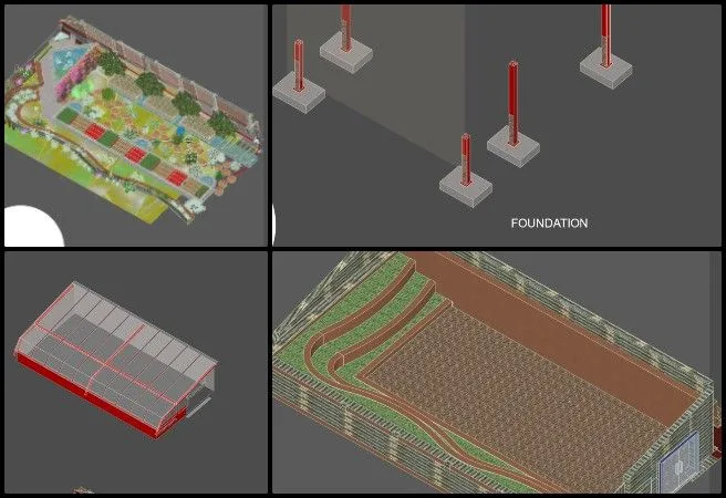 Nitin, Highest Good Food, A Prototype Solution Engine for Global Challenges, One Community Weekly Progress Update #669, Zen Aquapini axonometric drawing, Aquapini architectural rendering, sustainable greenhouse design visualization, axonometric section development, regenerative architecture graphics, open source greenhouse design, Aquapini system layout illustration, sustainable food infrastructure design, architectural axonometric detailing, prototype solution engine architecture