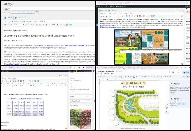 Pallavi, Highest Good Food, Open Sourcing the Golden Age, One Community Weekly Progress Update #670, Aquapini and Walipini planting and harvesting, sustainable greenhouse web design, regenerative food systems website, Zenapini greenhouse documentation, Aquahaven Southwest Area design, open source sustainability platform, ecological agriculture planning tools, sustainable food infrastructure development, regenerative living project updates, collaborative environmental design work