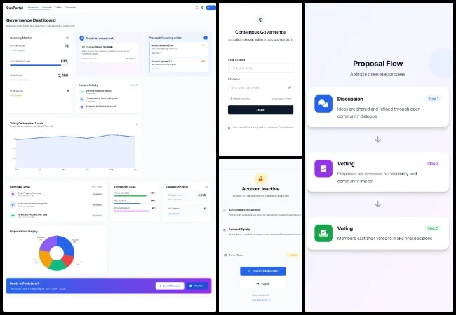 Pooja, Highest Good Society, Open Sourcing the Golden Age, One Community Weekly Progress Update #670, governance UI design, authentication screen layouts, access control workflows, onboarding flow design, role-based permissions structure, Figma governance mockups, education platform UX design, transparency-focused interfaces, large-group governance systems, user-centered design planning